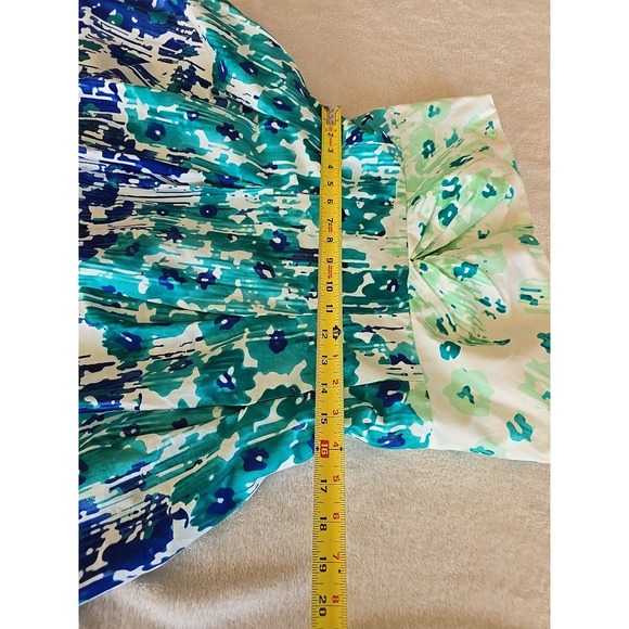 Calvin Klein Blue White Floral Watercolor Strapless Dress Blue/turquoise Size 12 - Picture 9 of 16